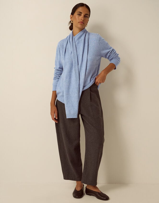 Shaw Scarf Knit Jumper, Blue (BLUE), large