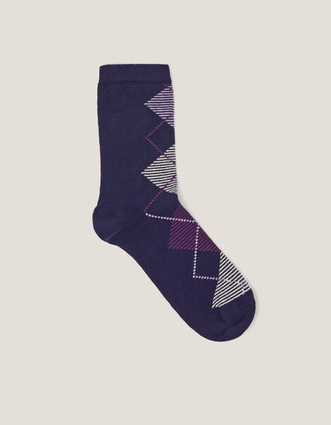 Argyle Print Socks, Purple (LILAC), large