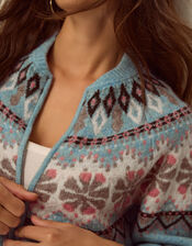 Fen Fair Isle Cardigan, Blue (BLUE), large