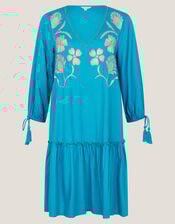 Tracy Floral Embellished Mini Kaftan, Teal (TEAL), large