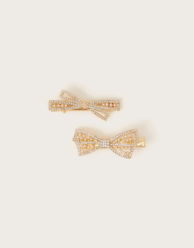 2-Pack Bow Hair Clips, Gold (GOLD), large