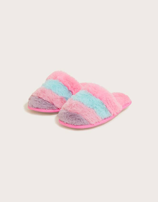 Rainbow Furry Mule Slippers, Multi (MULTI), large