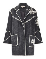 East Longline Wool Jacket, Grey (CHARCOAL), large