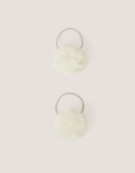 2-Pack Fluffy Pom Pom Hair Bands, , large