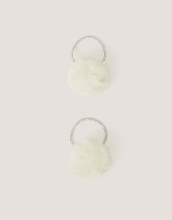2-Pack Fluffy Pom Pom Hair Bands, , large