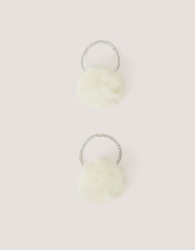 2-Pack Fluffy Pom Pom Hair Bands, , large