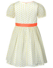 Daisy Puff Sleeve Dress, White (WHITE), large