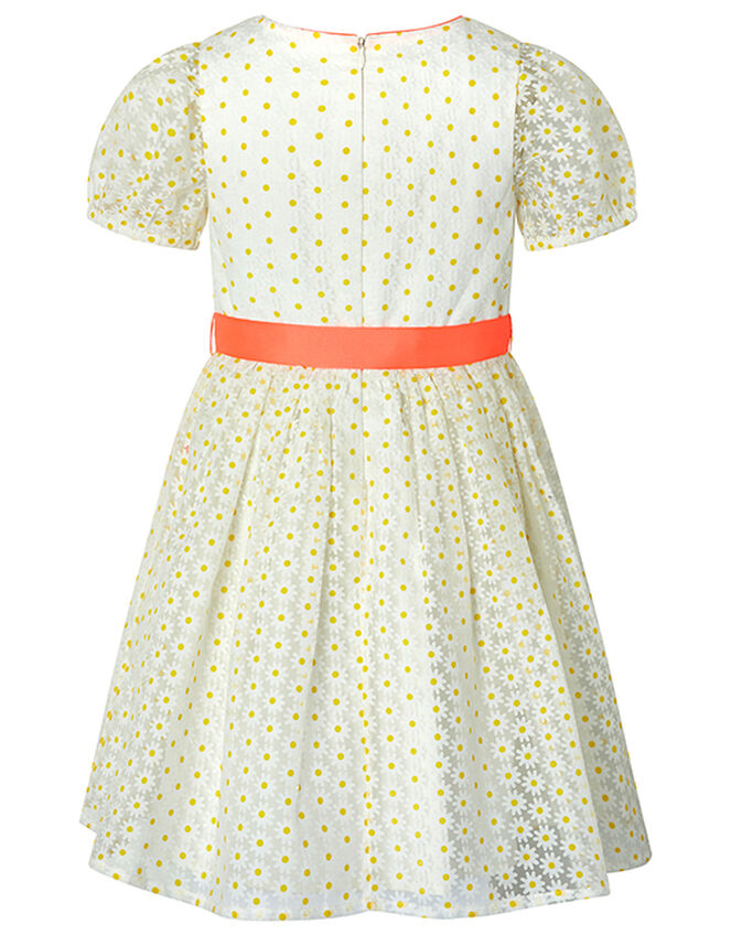 Daisy Puff Sleeve Dress, White (WHITE), large