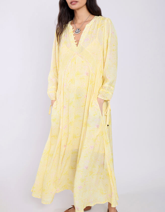 East Gracie Floral Maxi Smock Dress, Yellow (YELLOW), large