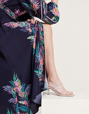 Mirella Palm Shirt Dress, Black (BLACK), large