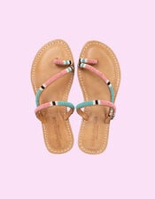 Laidback London Diani Beaded Leather Sandals, Pink (PINK), large