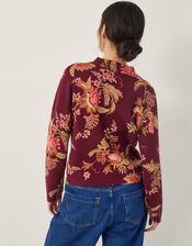 Yasmina Floral Collar Cardigan, Red (BERRY), large