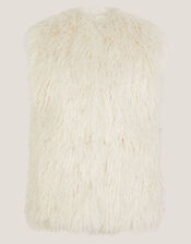 Maeve Shaggy Faux Fur Gilet, Ivory (IVORY), large