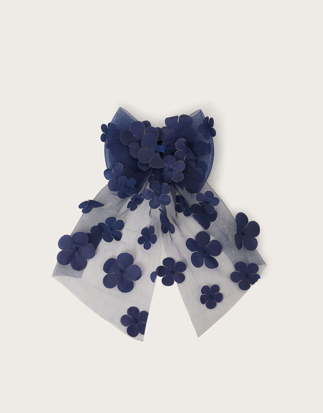 Lauren 3D Flower Tulle Bow Hair Clip, , large