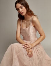 Alice Sleeveless Tulle Midi Dress, Pink (BLUSH), large