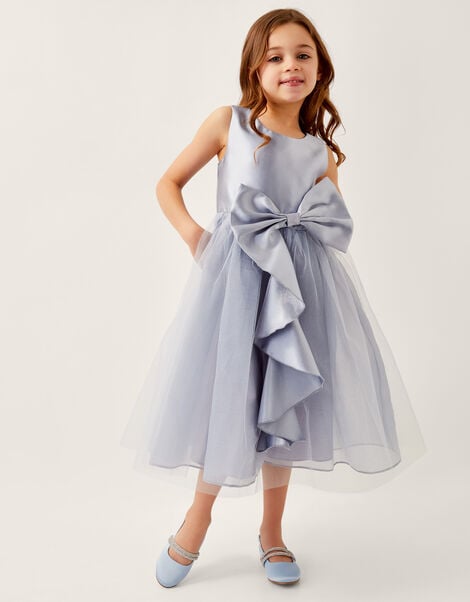 Waterfall Bow Tulle Dress , Blue (PALE BLUE), large