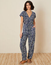 Printed Jumpsuit in LENZING™ ECOVERO™, Blue (NAVY), large