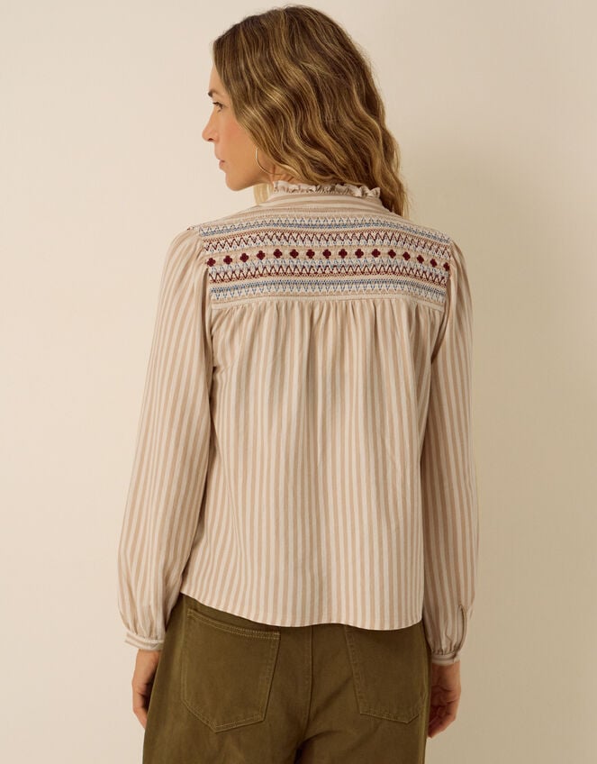 Sandy Embroidered Stripe Jersey Shirt , Ivory (IVORY), large