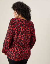 Floral Square Neck Jersey Top, Black (BLACK), large