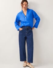 Clover Linen Button Blouse, Blue (BLUE), large