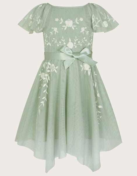 Amelia Embroidered Tulle Dress Green, Green (SAGE), large