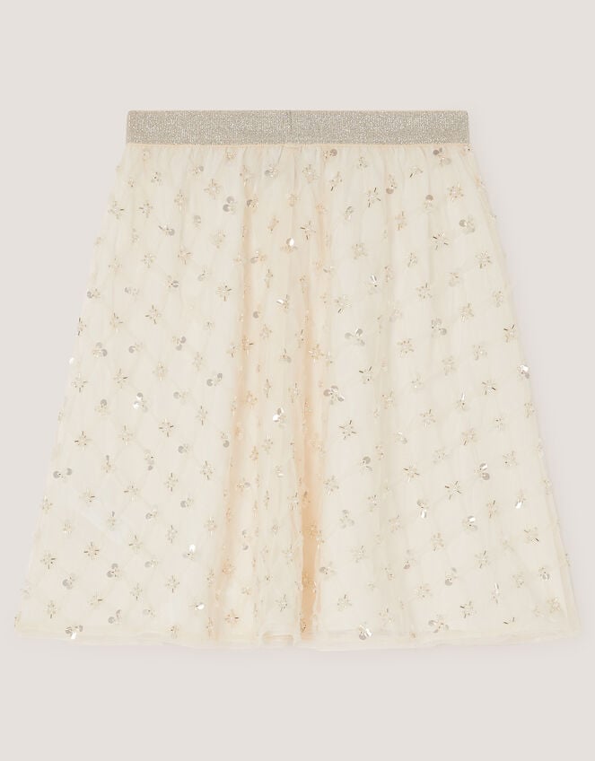 Gracie Pearl Embellished Skirt, White (WARM IVORY), large