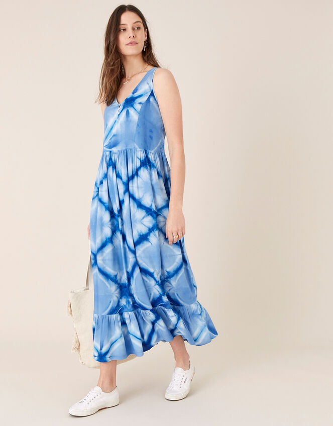 Zaria Tie Dye Maxi Dress, Blue (BLUE), large