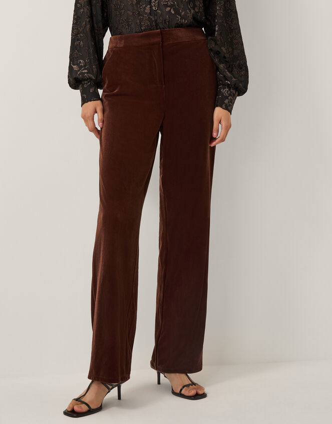 Mila Straight Velvet Trousers, Copper (COPPER), large