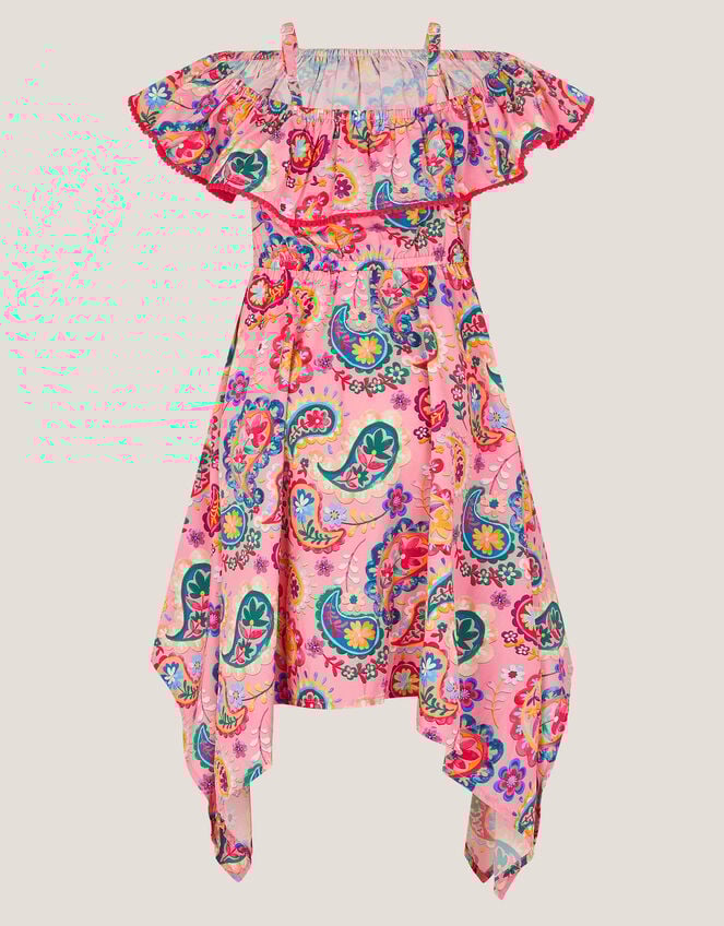 Paisley Print Hanky Hem Dress, Pink (PINK), large