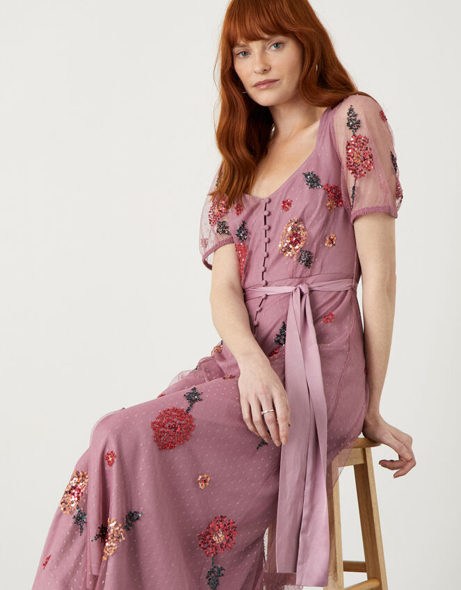 Clarisse Embellished Midi Dress, Pink (PINK), large