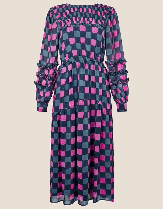 Gwyneth Woodblock Check Dress, Black (BLACK), large