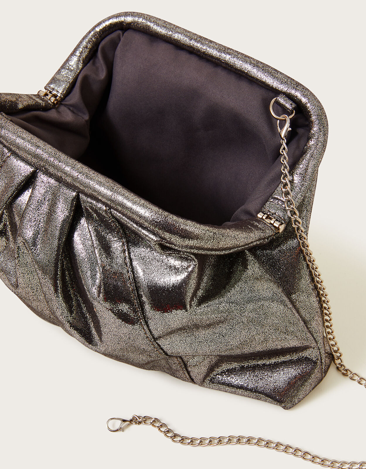 Monsoon silver clutch bag store