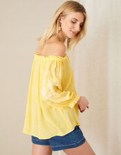 Anastasija Printed Off-Shoulder Top, Yellow (YELLOW), large