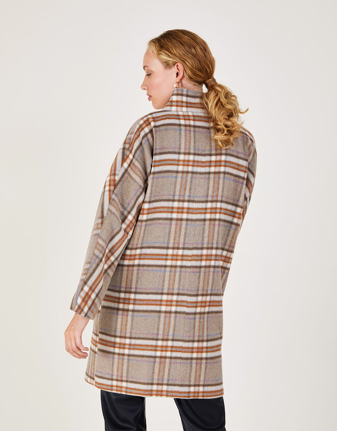 Charlee Checked Poncho Coat with Recycled Polyester, Camel (CAMEL), large