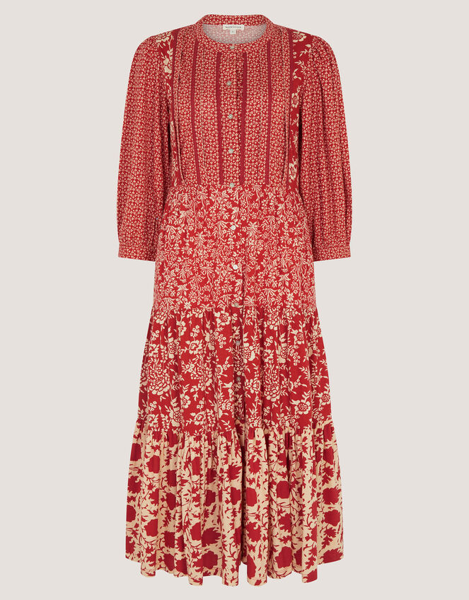 Palmer Floral Jersey Midi Dress, Red (RED), large