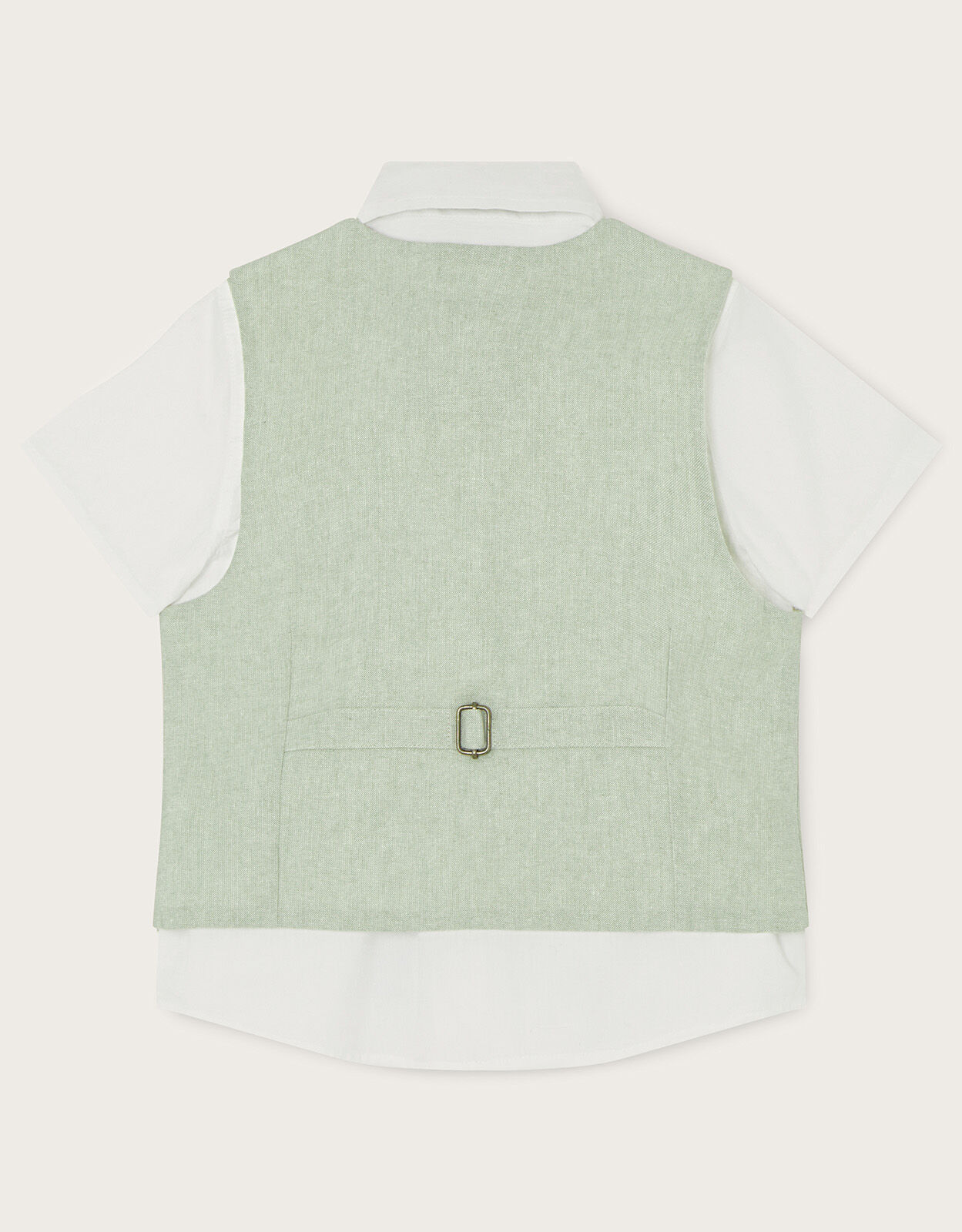 Three Piece Waistcoat Bow Tie and Short Sleeve Shirt Set Green