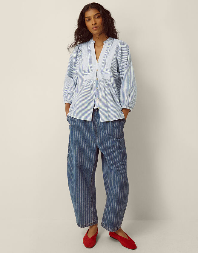 Callie Stripe Blouse, Blue (BLUE), large