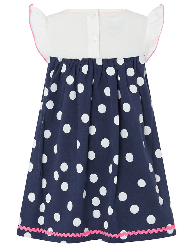 Baby Blue Spot Bunny Dress in Organic Cotton, Blue (BLUE), large