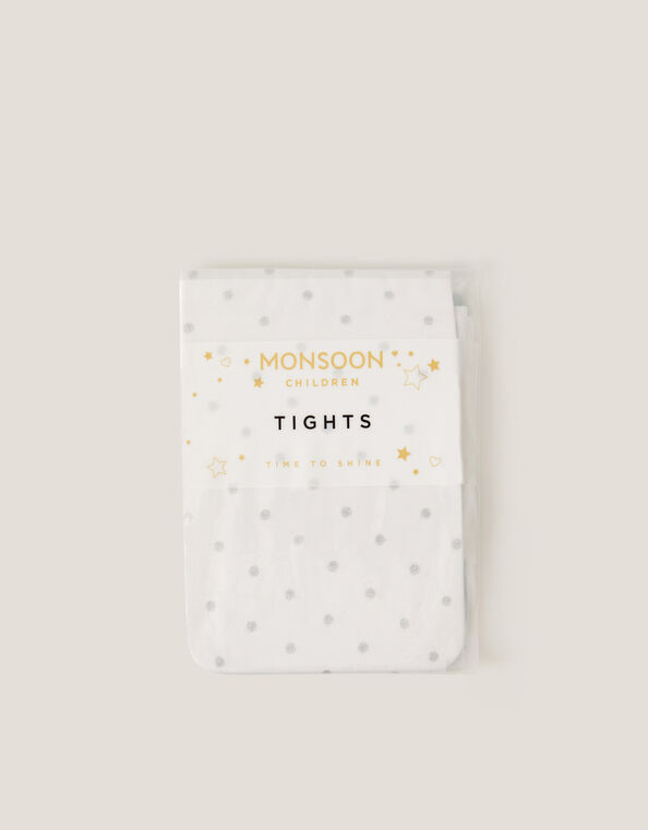 Glitter Spot Tights, Silver (SILVER), large