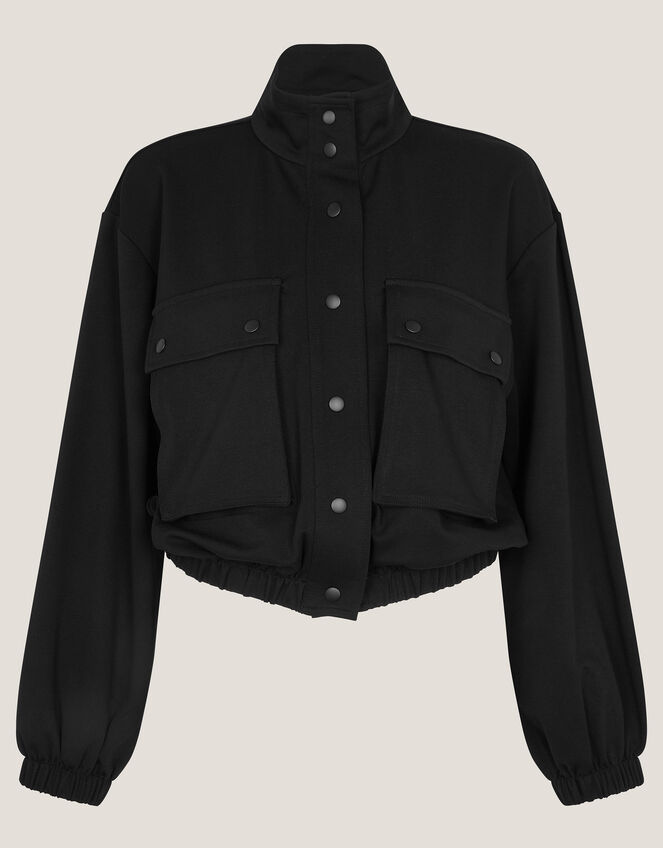 Jen Jersey Utility Jacket, Black (BLACK), large