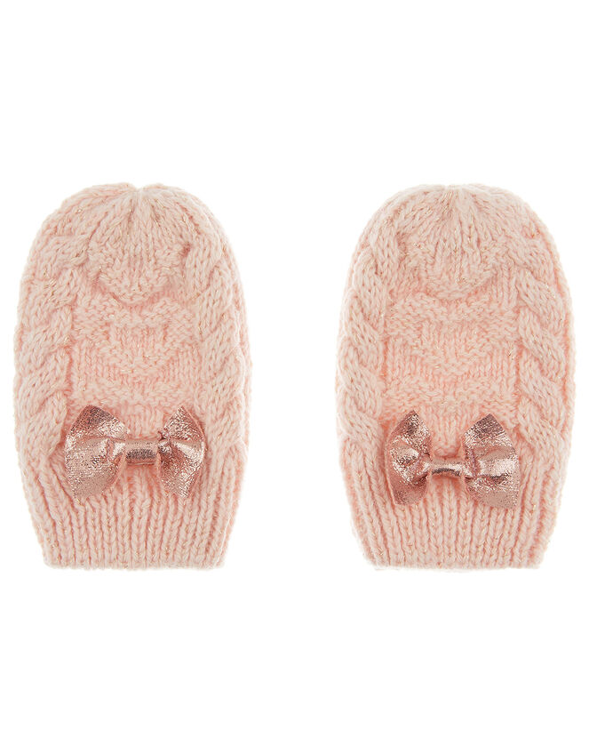 Baby Poppy Shimmer Bow Mittens, Pink (PINK), large