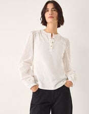 Flossy Embroidered Sleeve Top, Ivory (IVORY), large