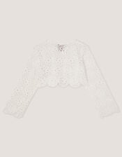 Baby Carmela Crochet Cardigan, Ivory (IVORY), large