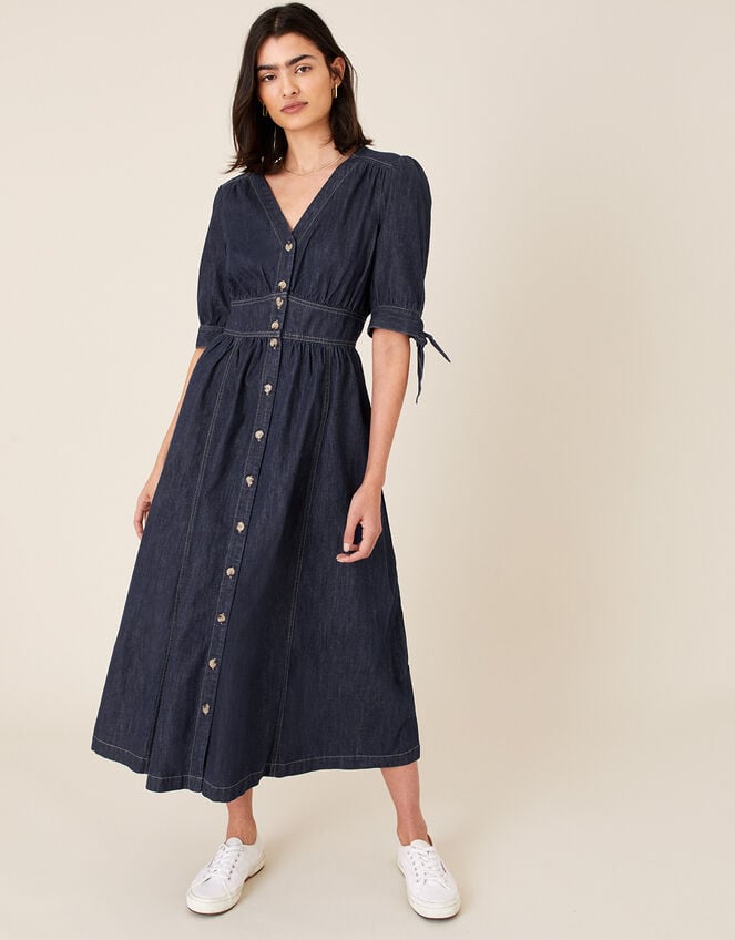 Dolly Denim Dress in Organic Cotton, Blue (INDIGO), large