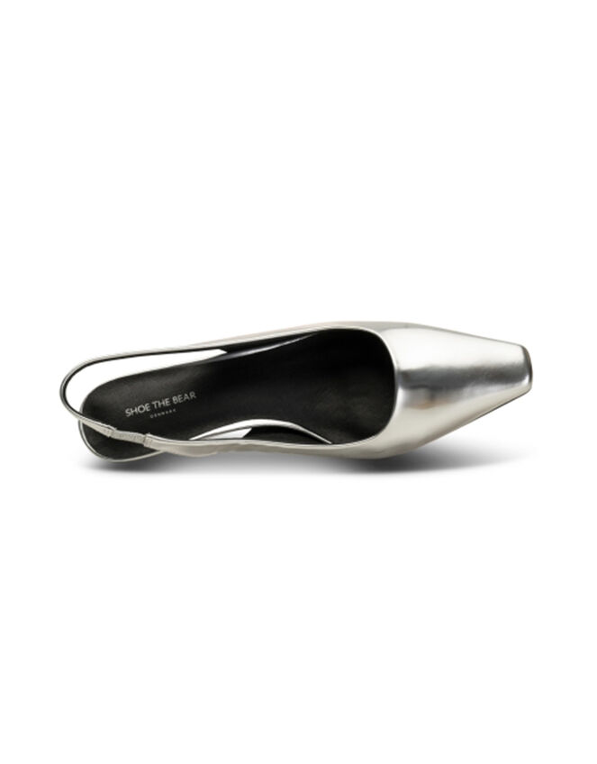 Shoe The Bear Metallic Slingback Kitten Heels, Silver (SILVER), large