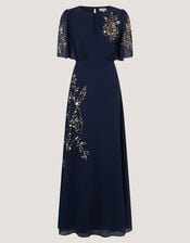 Skyler Floral Embellished Maxi Dress, Blue (NAVY), large