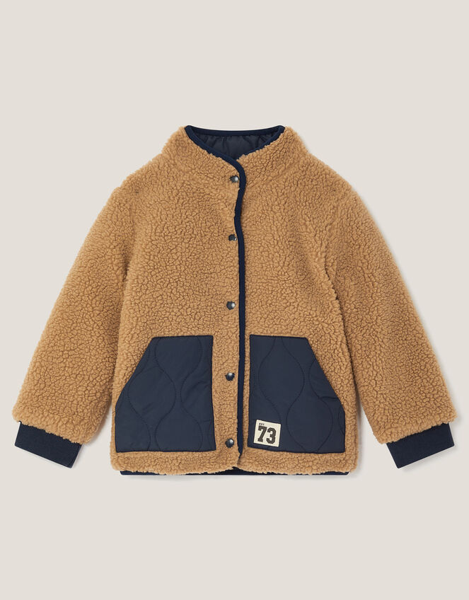 Reversible Borg Bomber Jacket, Blue (NAVY), large
