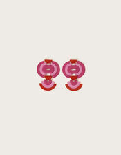 Double Disc Abstract Leather Drop Earrings, , large