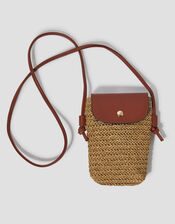 Rosie Raffia Phone Bag, Natural (NEUTRAL), large