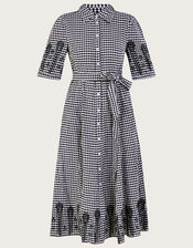 Gingham Shirt Dress, Black (BLACK), large